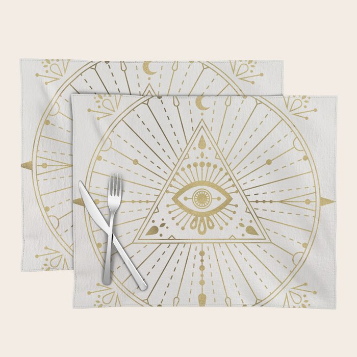 All-Seeing Eye Mandala - Gold Palette Placemat Gallery Image 1