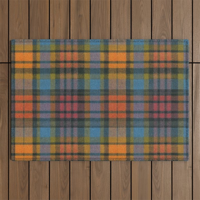 Colorful Tartan Plaid Pattern in Warm Autumn Outdoor Rug Gallery Image 1
