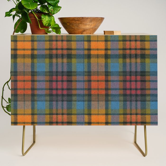 Colorful Tartan Plaid Pattern in Warm Autumn Credenza Gallery Image 1