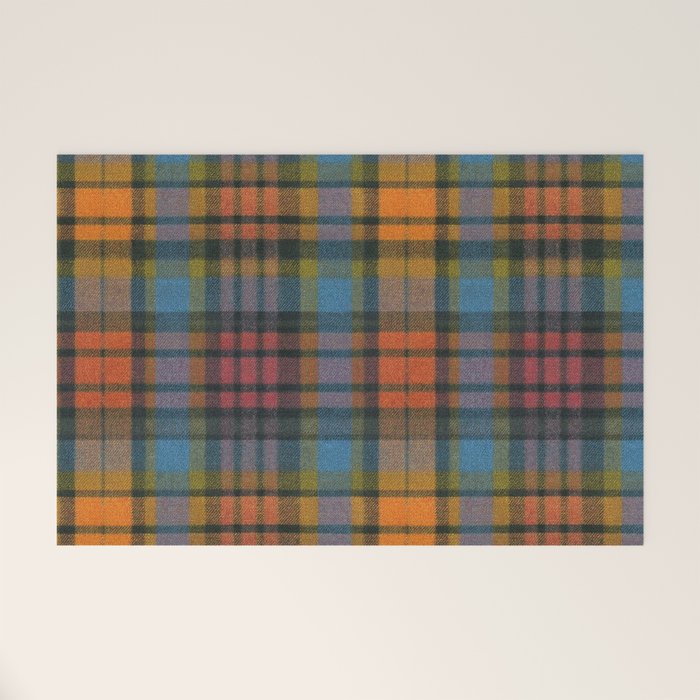 Colorful Tartan Plaid Pattern in Warm Autumn Welcome Mat Gallery Image 1