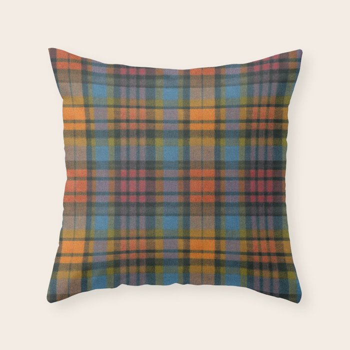 Colorful Tartan Plaid Pattern in Warm Autumn Throw Pillow Gallery Image 1