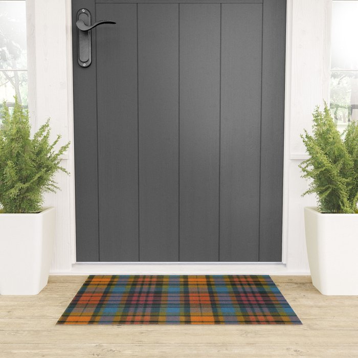 Colorful Tartan Plaid Pattern in Warm Autumn Welcome Mat Gallery Image 3