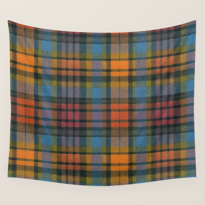 Colorful Tartan Plaid Pattern in Warm Autumn Wall Tapestry Gallery Image 4