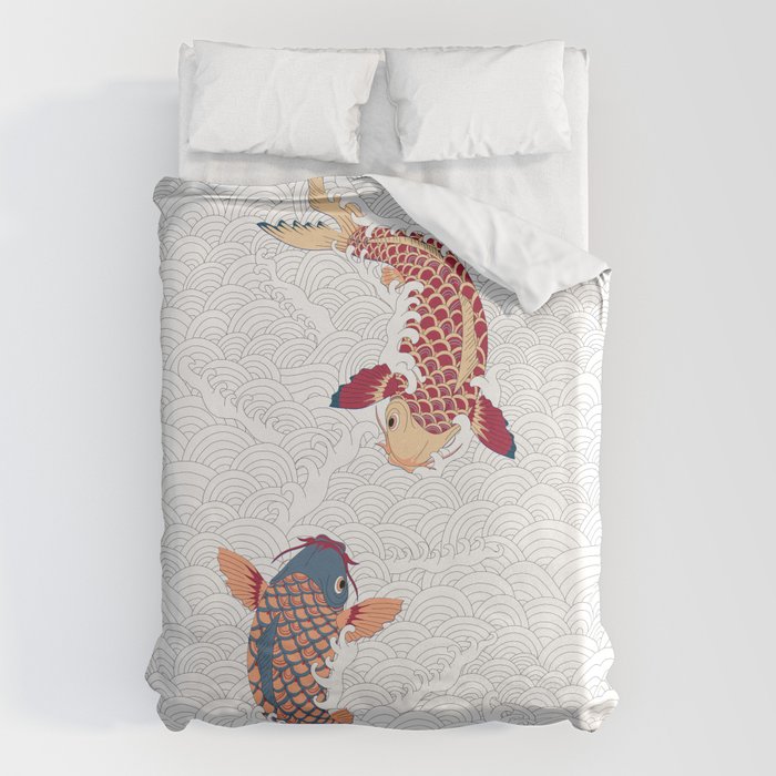 koi fish bold graphic Duvet Cover Gallery Image 1