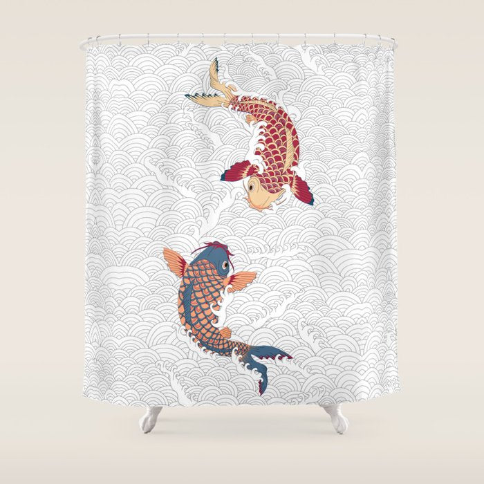 koi fish bold graphic Shower Curtain Gallery Image 1