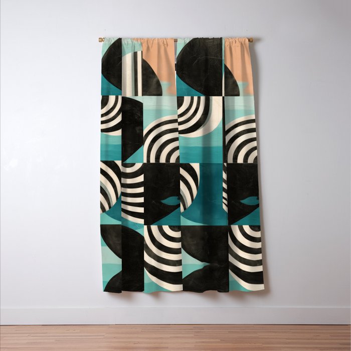 Retro Geometric Shapes 2 Window Curtain Gallery Image 3
