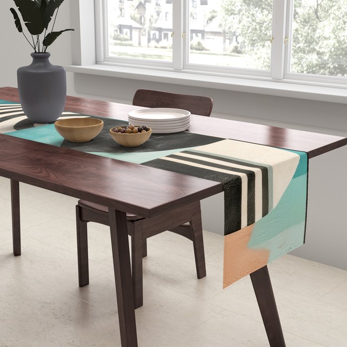 Retro Geometric Shapes 2 Table Runner Gallery Image 2