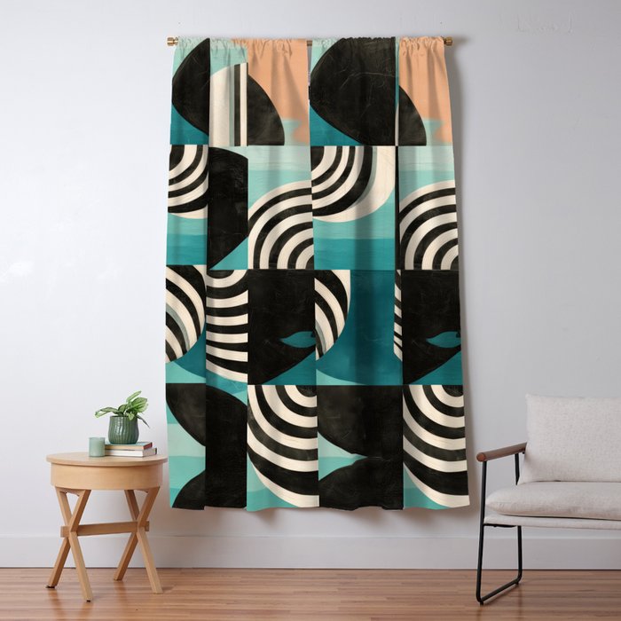 Retro Geometric Shapes 2 Window Curtain Gallery Image 5
