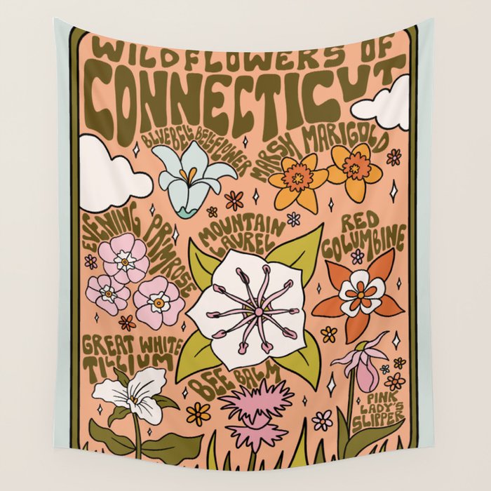 Connecticut Wildflowers Wall Tapestry Gallery Image 4