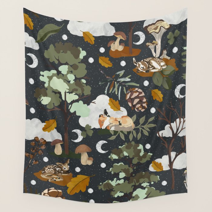 Baby animals in the dark forest DK Wall Tapestry Gallery Image 4