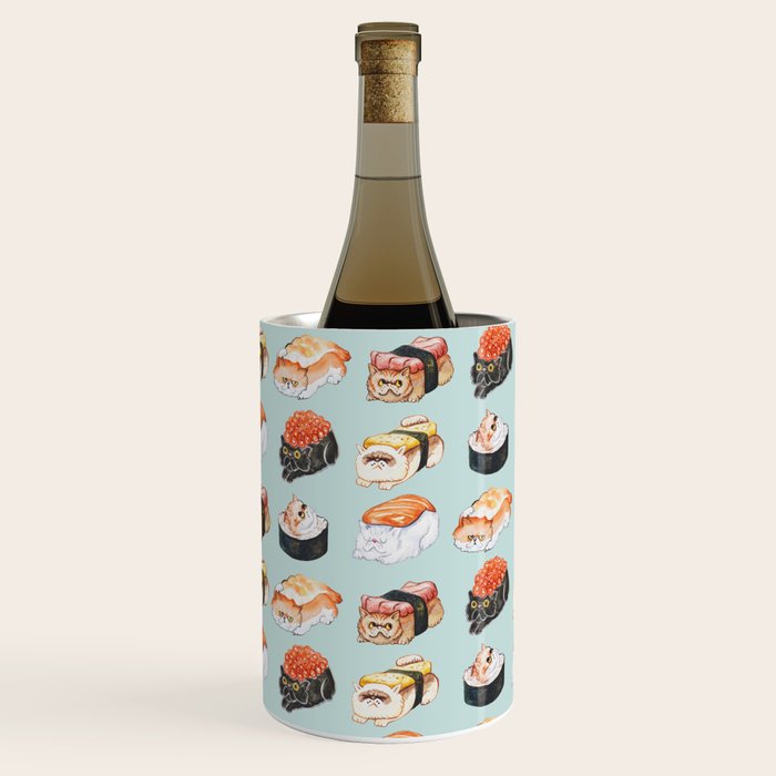 Sushi Persian Cat Watercolor Wine Chiller Gallery Image 1