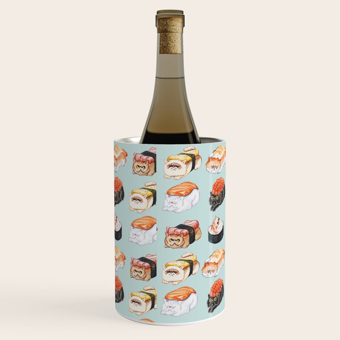 Sushi Persian Cat Watercolor Wine Chiller Gallery Image 2