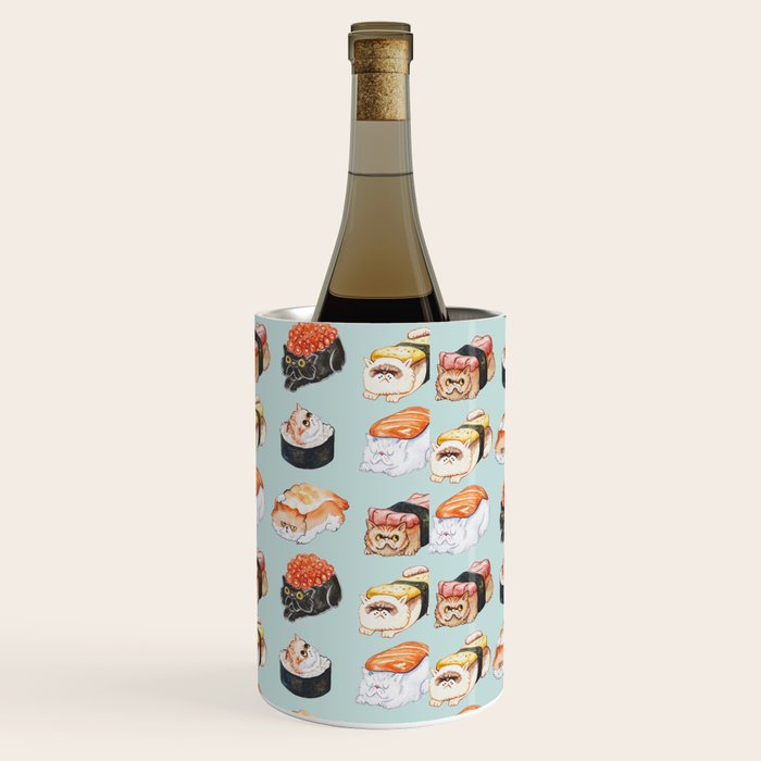 Sushi Persian Cat Watercolor Wine Chiller Gallery Image 3