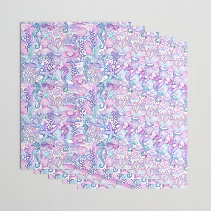 Watercolor Sea Life Ocean Beach Wrapping Paper Gallery Image 3