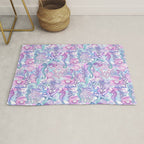 Watercolor Sea Life Ocean Beach Rug Gallery Image 1