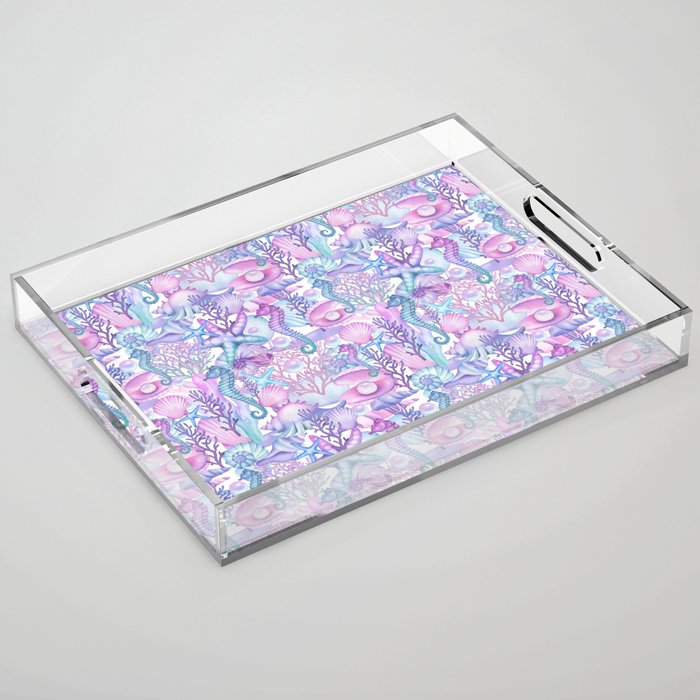Watercolor Sea Life Ocean Beach Acrylic Tray Gallery Image 1