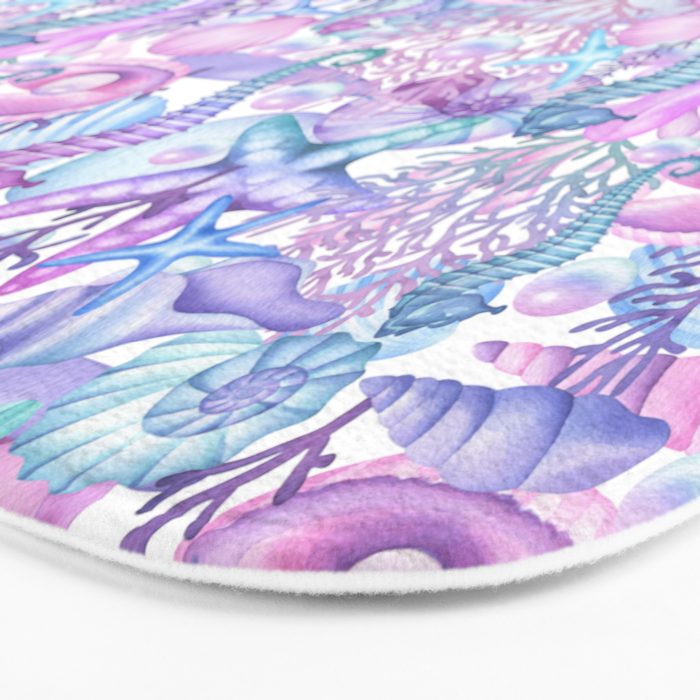 Watercolor Sea Life Ocean Beach Bath Mat Gallery Image 3