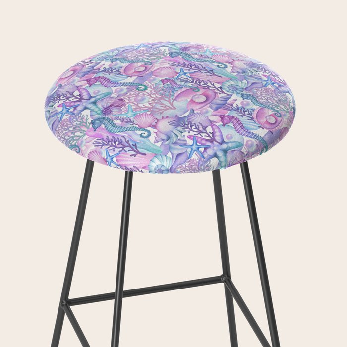 Watercolor Sea Life Ocean Beach Stool Gallery Image 2