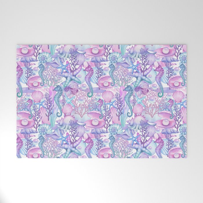 Watercolor Sea Life Ocean Beach Welcome Mat Gallery Image 1