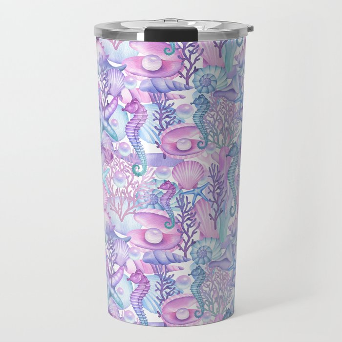 Watercolor Sea Life Ocean Beach Travel Mug Gallery Image 1