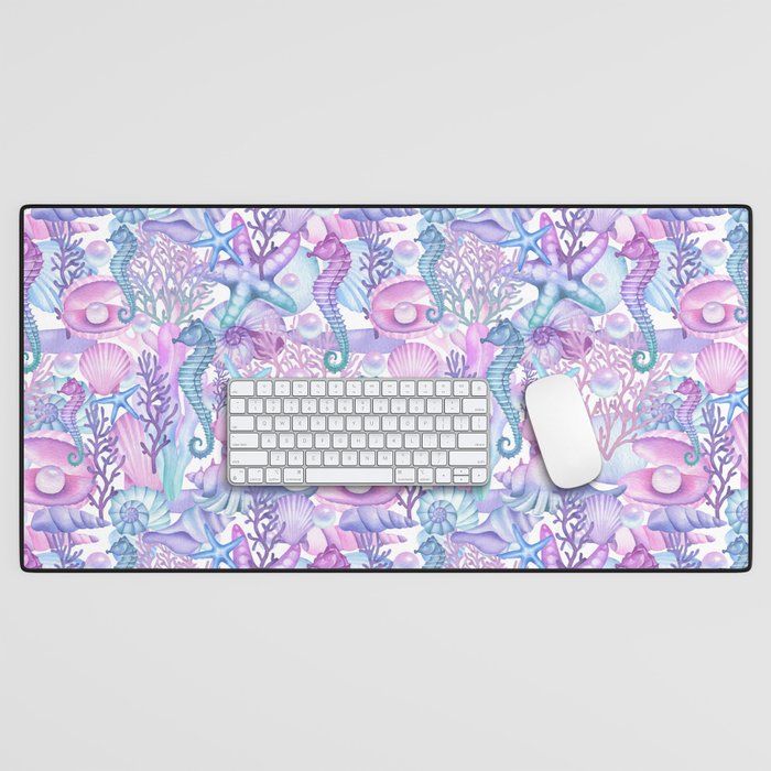 Watercolor Sea Life Ocean Beach Desk Mat Gallery Image 1