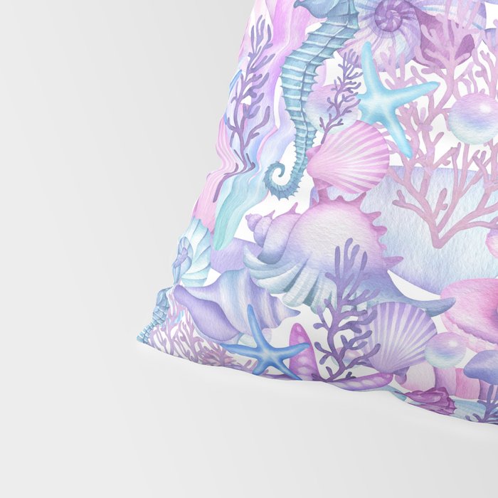 Watercolor Sea Life Ocean Beach Pillow Sham Gallery Image 4