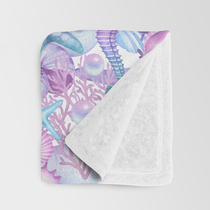 Watercolor Sea Life Ocean Beach Throw Blanket Gallery Image 3