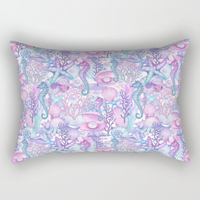 Watercolor Sea Life Ocean Beach Rectangular Pillow Gallery Image 2
