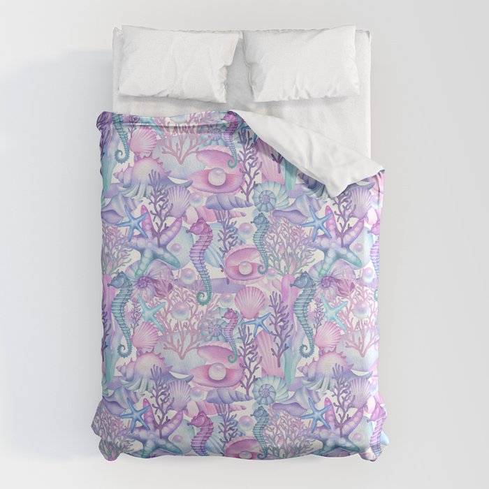 Watercolor Sea Life Ocean Beach Duvet Cover Gallery Image 1