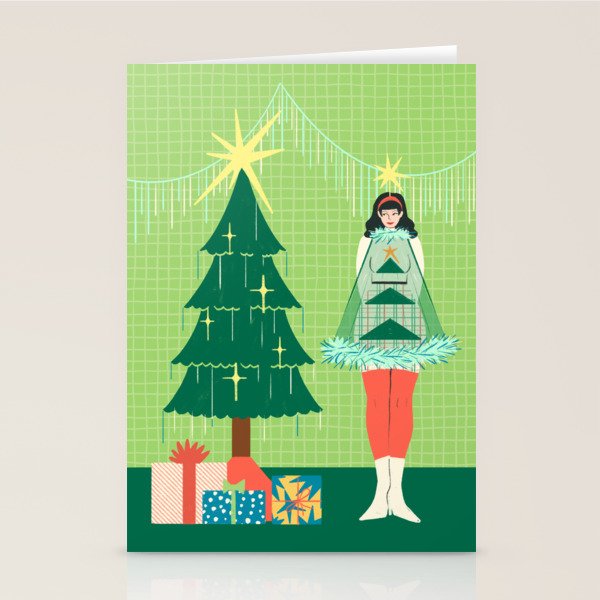 Retro Christmas Outfit Illustration Stationery Card Gallery Image 1