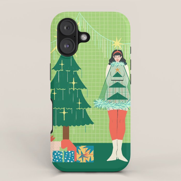 Retro Christmas Outfit Illustration iPhone Case Gallery Image 1