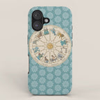 Vintage Astrology Zodiac Wheel on Teal iPhone Case Gallery Image 1