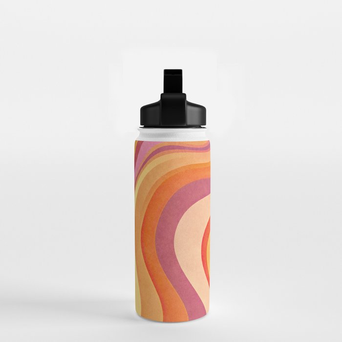 Retro Groovy Wavy Watercolor Color Block Hot Summer Vibes Water Bottle Gallery Image 2