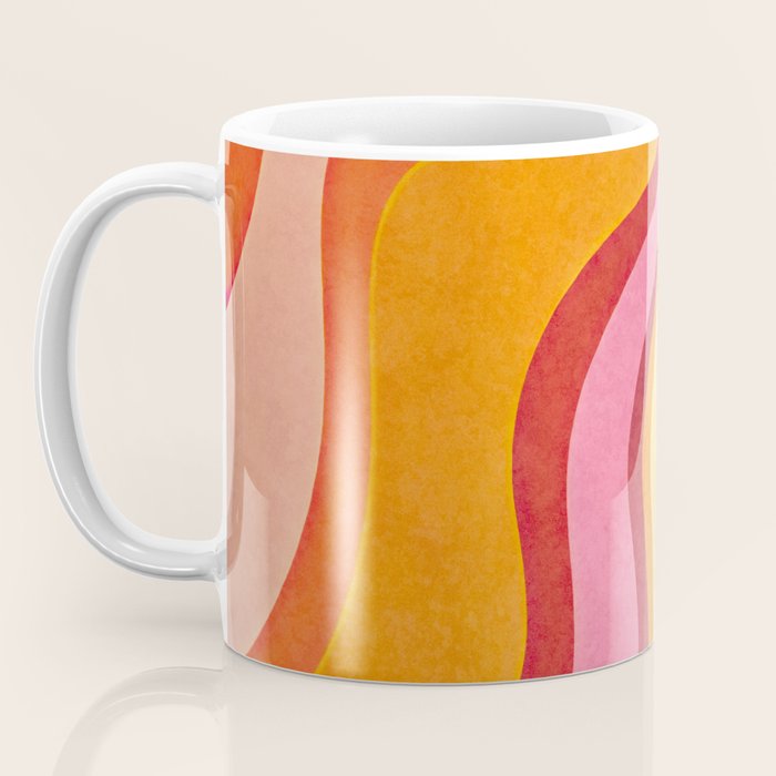 Retro Groovy Wavy Watercolor Color Block Hot Summer Vibes Coffee Mug Gallery Image 3
