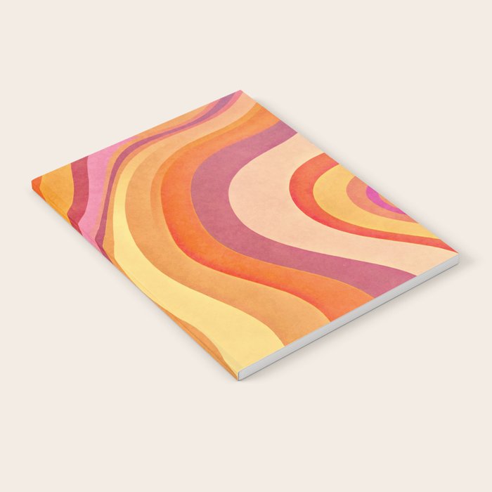 Retro Groovy Wavy Watercolor Color Block Hot Summer Vibes Notebook Gallery Image 2