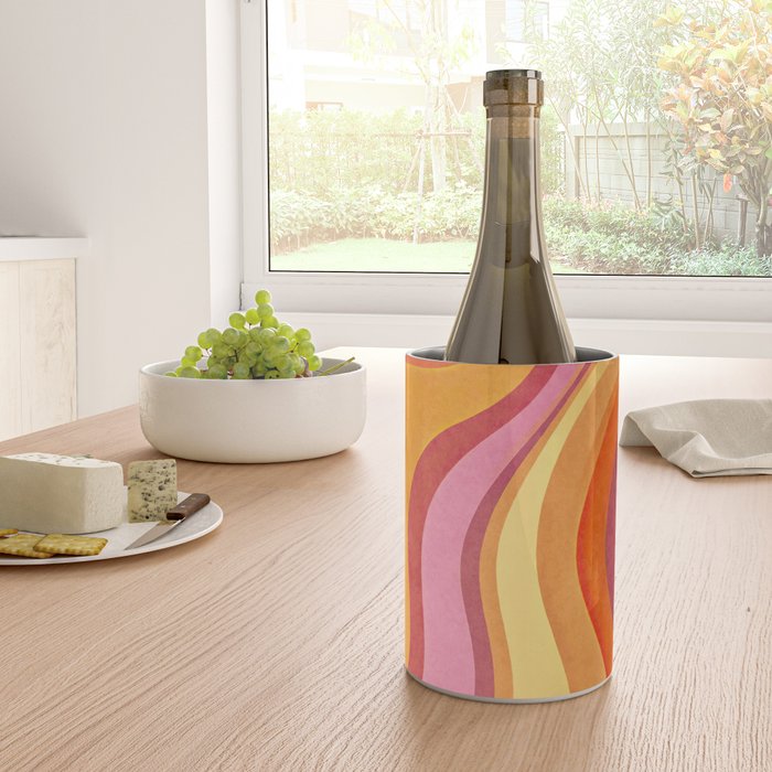 Retro Groovy Wavy Watercolor Color Block Hot Summer Vibes Wine Chiller Gallery Image 4