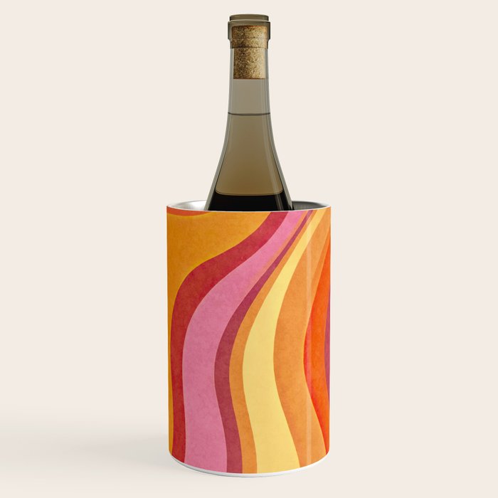 Retro Groovy Wavy Watercolor Color Block Hot Summer Vibes Wine Chiller Gallery Image 1