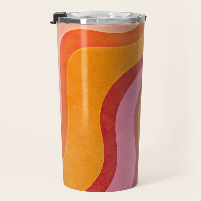 Retro Groovy Wavy Watercolor Color Block Hot Summer Vibes Travel Mug Gallery Image 3