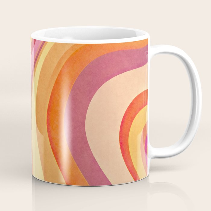Retro Groovy Wavy Watercolor Color Block Hot Summer Vibes Coffee Mug Gallery Image 1
