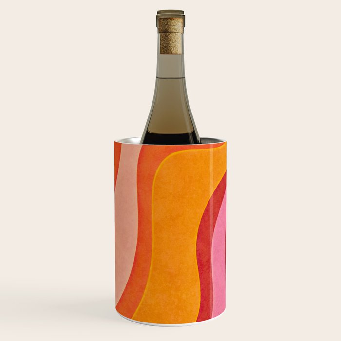 Retro Groovy Wavy Watercolor Color Block Hot Summer Vibes Wine Chiller Gallery Image 2