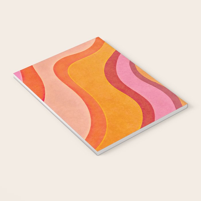 Retro Groovy Wavy Watercolor Color Block Hot Summer Vibes Notebook Gallery Image 3