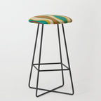 Mid-Century Modern Hourglass Abstract Pattern in Turquoise Teal, Orange, Mustard, Olive, and Mid Mod Beige Stool Gallery Image 1