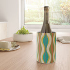Mid-Century Modern Hourglass Abstract Pattern in Turquoise Teal, Orange, Mustard, Olive, and Mid Mod Beige Wine Chiller Gallery Image 4