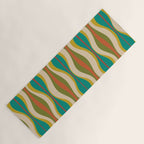 Mid-Century Modern Hourglass Abstract Pattern in Turquoise Teal, Orange, Mustard, Olive, and Mid Mod Beige Yoga Mat Gallery Image 1