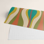 Mid-Century Modern Hourglass Abstract Pattern in Turquoise Teal, Orange, Mustard, Olive, and Mid Mod Beige Wrapping Paper Gallery Image 2