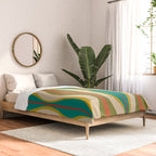 Mid-Century Modern Hourglass Abstract Pattern in Turquoise Teal, Orange, Mustard, Olive, and Mid Mod Beige Comforter Gallery Image 2