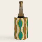Mid-Century Modern Hourglass Abstract Pattern in Turquoise Teal, Orange, Mustard, Olive, and Mid Mod Beige Wine Chiller Gallery Image 3