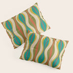 Mid-Century Modern Hourglass Abstract Pattern in Turquoise Teal, Orange, Mustard, Olive, and Mid Mod Beige Pillow Sham Gallery Image 3