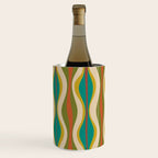 Mid-Century Modern Hourglass Abstract Pattern in Turquoise Teal, Orange, Mustard, Olive, and Mid Mod Beige Wine Chiller Gallery Image 2