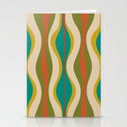 Mid-Century Modern Hourglass Abstract Pattern in Turquoise Teal, Orange, Mustard, Olive, and Mid Mod Beige Stationery Card Gallery Image 2